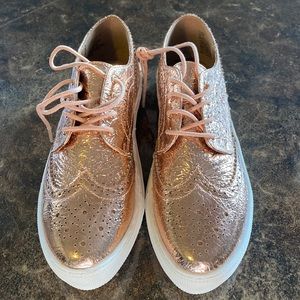 Rose gold tennis shoes